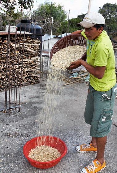 Cleaning corn - San Pedro La Laguna, Guatemala, 2008