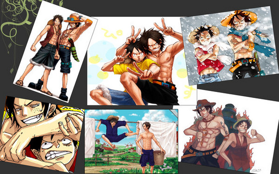 Monkey D  Luffy  Portgas D Ace by Mazi neko