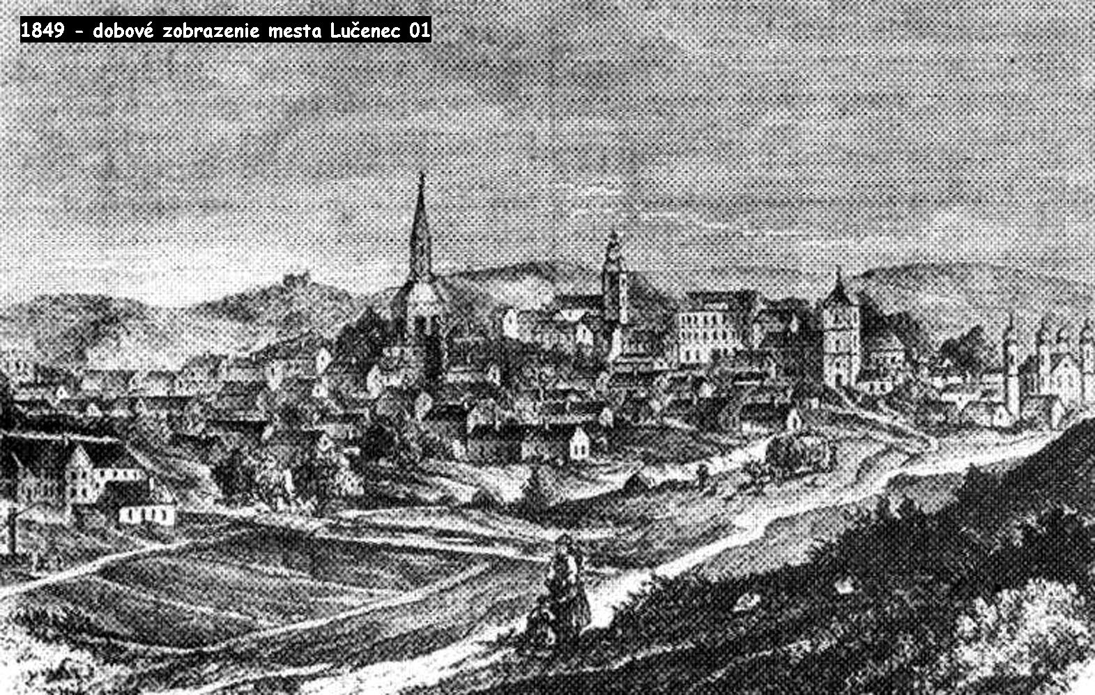 1849 - dobové zobrazenie mesta Lučenec 01