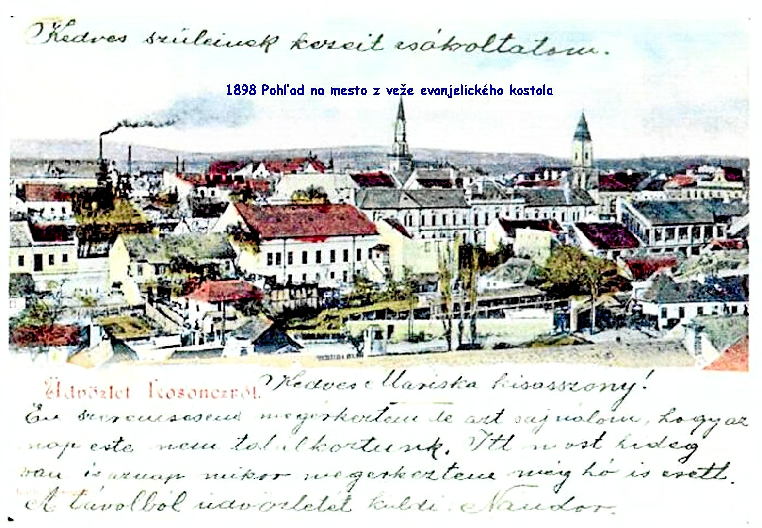 1898 - Pohľad na Lučenec z veže evanjelického kostola