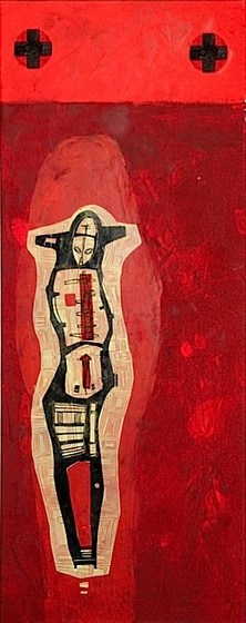 24 KILÉGZÉS-BELÉGZÉS 2,olaj, vászon, linó,100x40cm, 2004