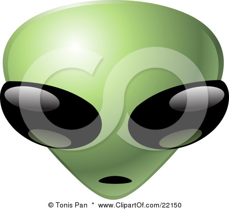 22150-Clipart-Illustration-Of-A-Green-Alien-Emoticon-Head-With-B