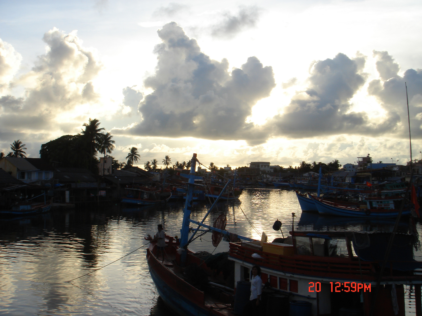 Port at the sunset