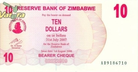 Zimbabwe 10 dollár E