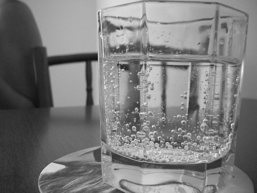 a glass of water