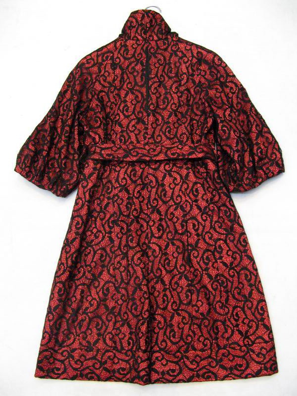 90923B-41 CHANEL RED LACE DUSTCOAT SIZE 2 4 6(BACK) PRICE USD 51