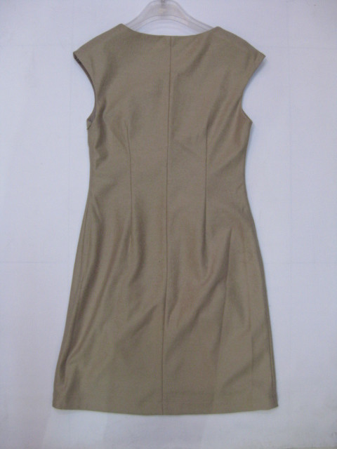 91010A-09  CHANEL BEIGE WOOL&COTTON  DRESS SIZE 2 4 6 (BACK) PRI