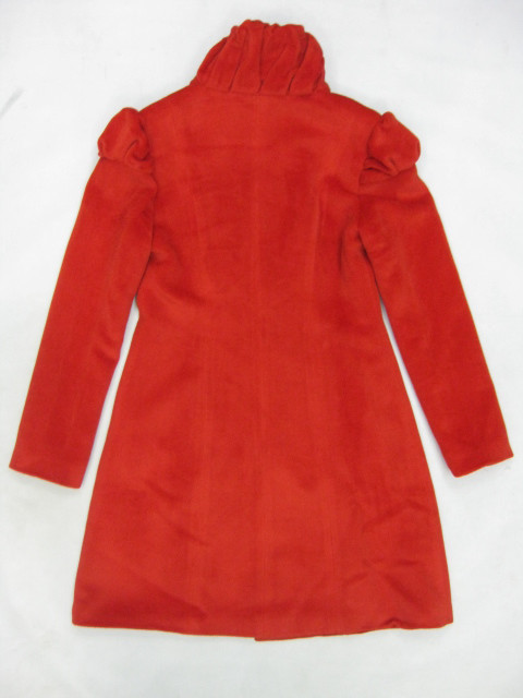 91011A-36    CHANEL  RED WOOL COAT SIZE 2 4 6.PRICE USD51