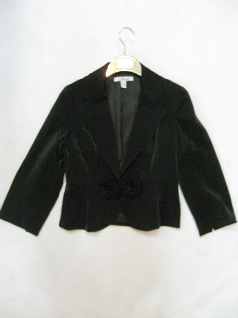 91014A-12A  CHANEL BLACK COTTON COAT SIZE 2 4 6 PRICE USD34