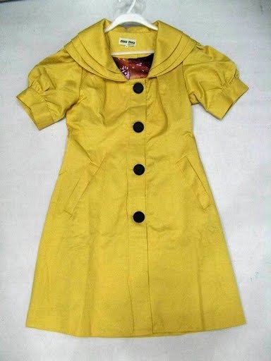 90715C-45 MIUMIU YELLOW COTTON DUSTCOAT SIZE 2 4 6 PRICE USD 40[