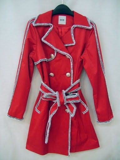 90714C-29A MOSCHINO RED COTTON DUSTCOAT SIZE 36 38 40 PRICE USD 