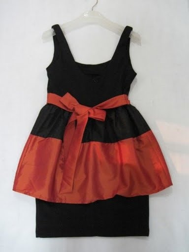 90807A-11 ANNASUI ORANGE COTTON JERSEY&POLYESTER DRESS SIZE 2 4(