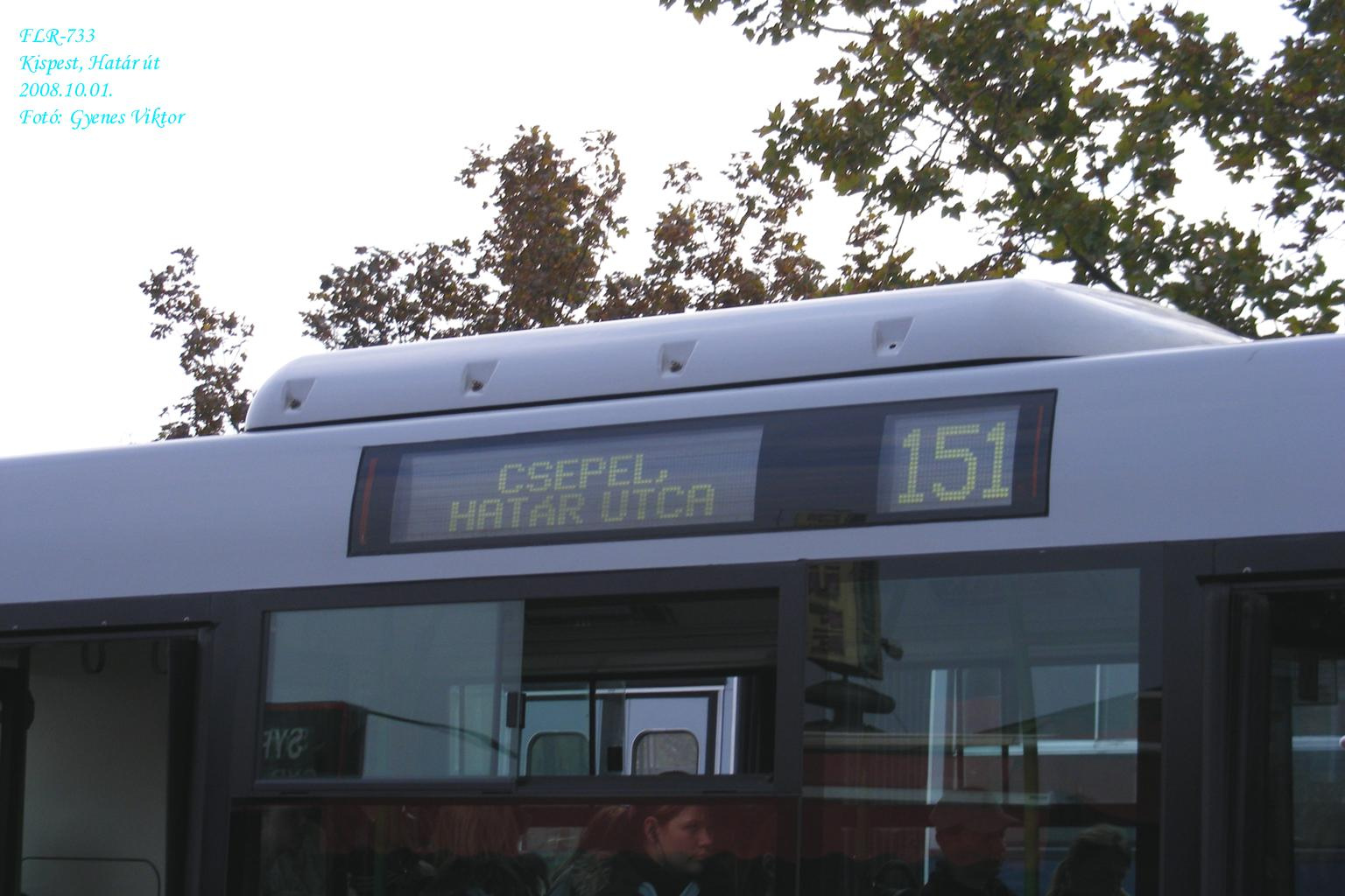 Busz FLR-733 kijelzője hátul