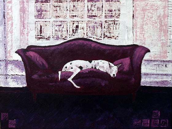 Dog on a sofa (Emma Helbrough)